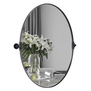 VIOTTO& CO. Modern Matte Black Oval Mirror Bathroom VIOTTO& CO. Vanity Pivot Tilt Mirror Floating Adjustable Swivel Oblong Mirror Wall Mounted Vertical
